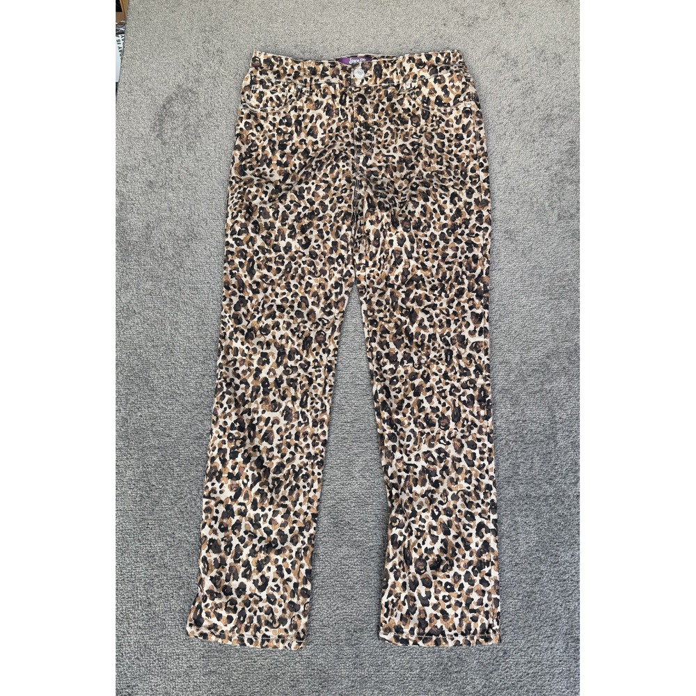 Gloria Vanderbilt Shape Effect Tummy Sculpt Straight Leopard Print Pants Size 10